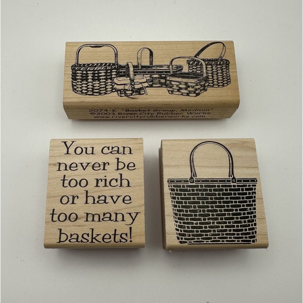 River‎ City Basket Group 2074K Never Too Rich Wood Mount Rubber Stamps New Lot 3